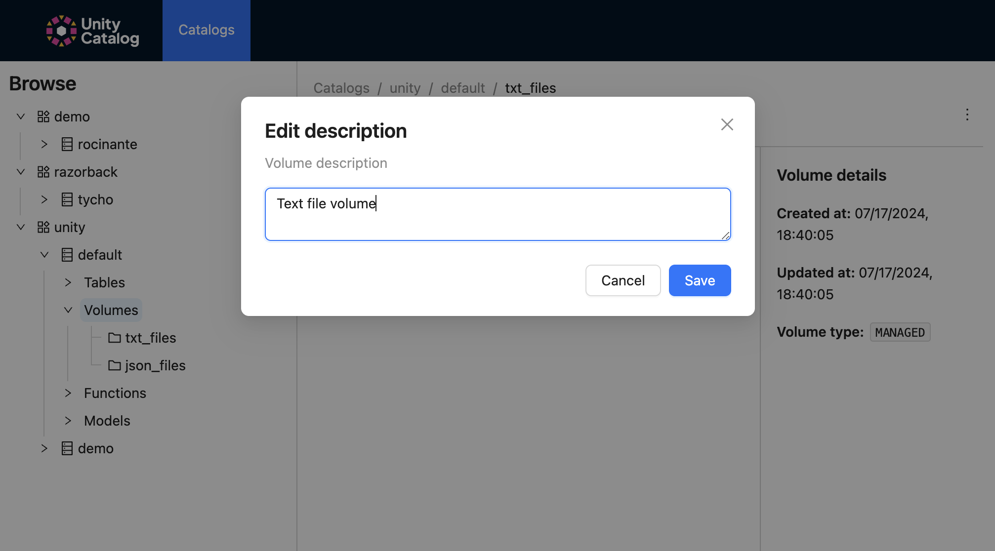 Editing the Volume Description